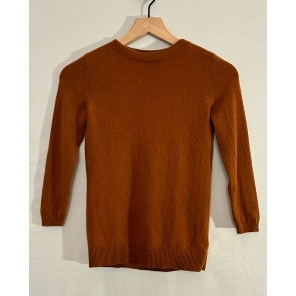 Talbots Cashmere 3/4 Sleeve Pullover Sweater Brown Petite P